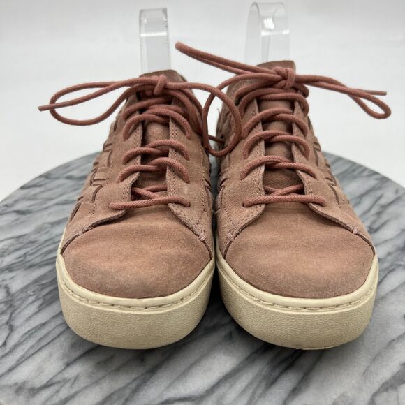 Toms Lenox Bloom Basketweave Sneaker Womens 8.5 Pink Leather Lace Up Trainers - Picture 3 of 11